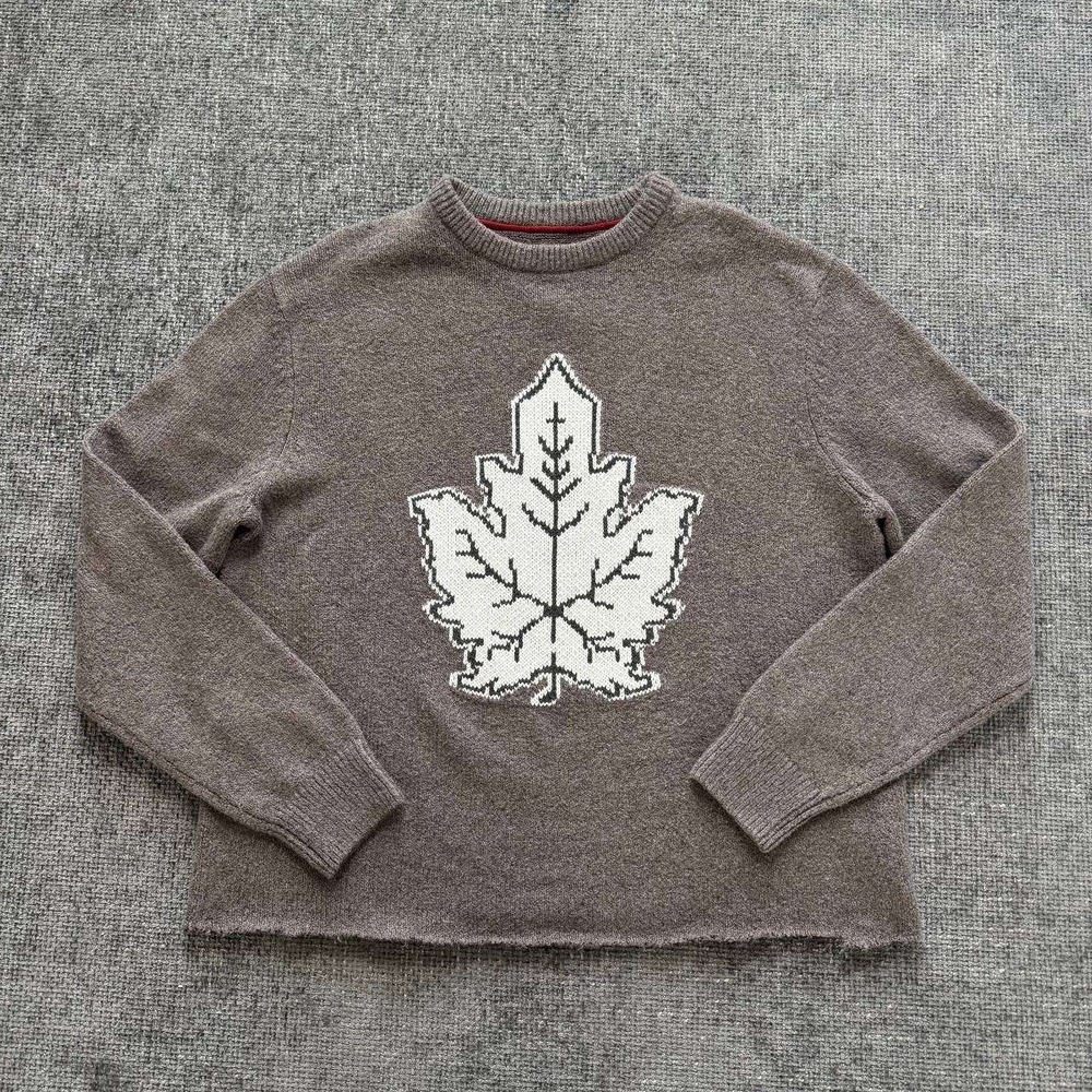 Wind River Heritage Sweater Mens XL Brown Maple Leaf Gorpcore Raw Hem Knit